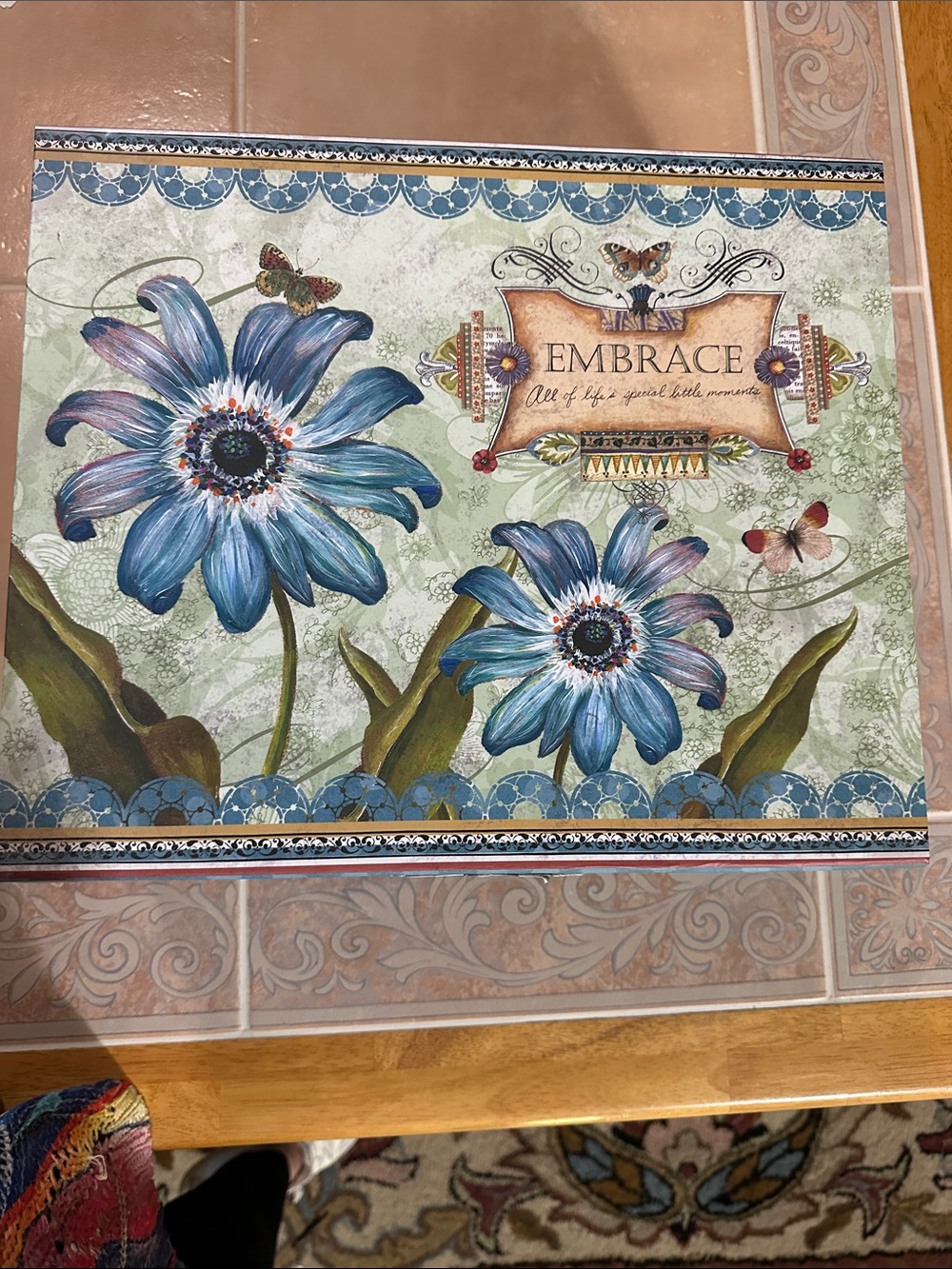 Embrace Blue Floral Decorative Storage Box